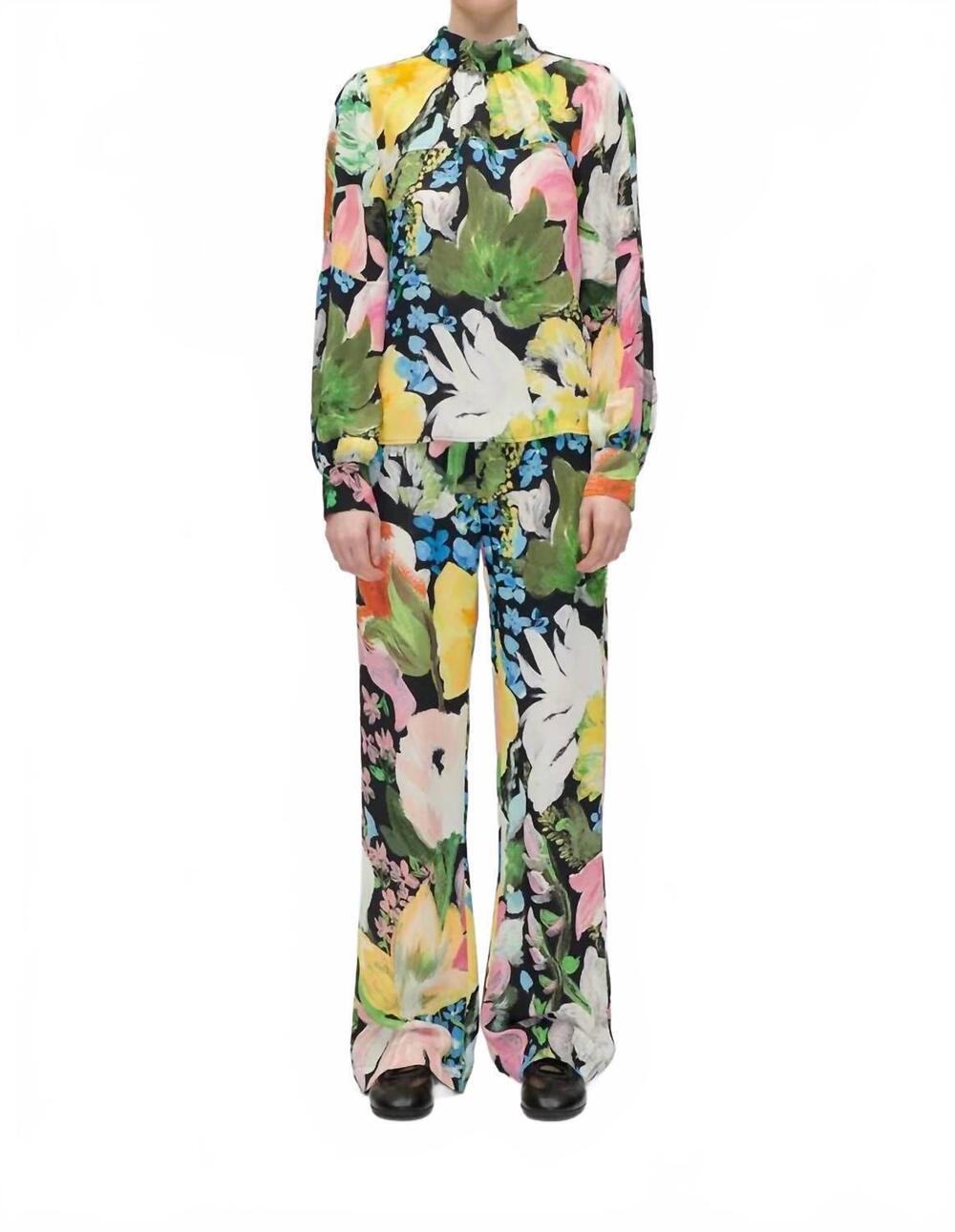NEW STINE GOYA elasticated long pants in flowers under sun